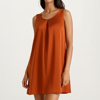 Women's Sleeveless Sleep Dress with Pleated Front Detail Relaxed Fit Lightweight Nightgown