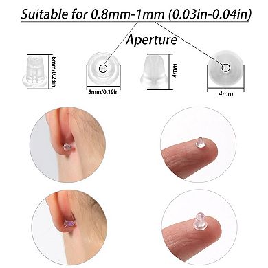 120Pack of Transparent Silicone Earring Backs for Women, Hypoallergenic, Reusable, Secure Fitting