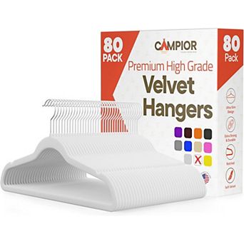 Campior Velvet Hangers, Non-Slip, 360° Swivel Hook, Space-Saving, Pack of 80