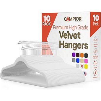 Campior Velvet Hangers, Non-Slip, 360° Swivel Hook, Space-Saving, Pack of 10