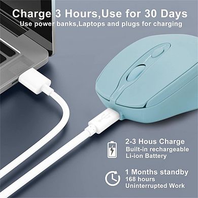 Wireless Bluetooth Mouse - 2.4G Dual Mode Silent Rechargeable Mouse, Quiet Click, USB Receiver