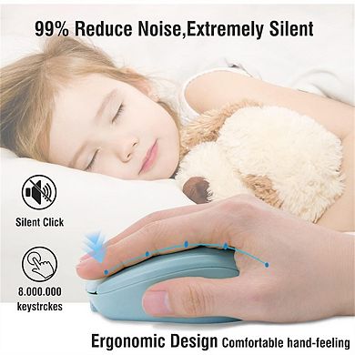 Wireless Bluetooth Mouse - 2.4G Dual Mode Silent Rechargeable Mouse, Quiet Click, USB Receiver