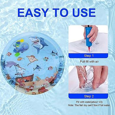Shark Pirate Ship Pet Water Mat - Interactive Cat Play Mat, Sensory Water Bed
