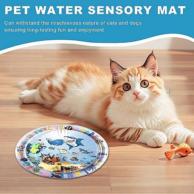 Shark Pirate Ship Pet Water Mat - Interactive Cat Play Mat, Sensory Water Bed