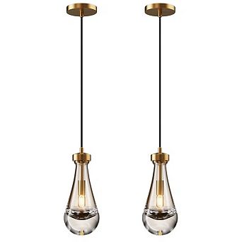 2 pc Raindrop Shape Thick Glass Modern Pendant