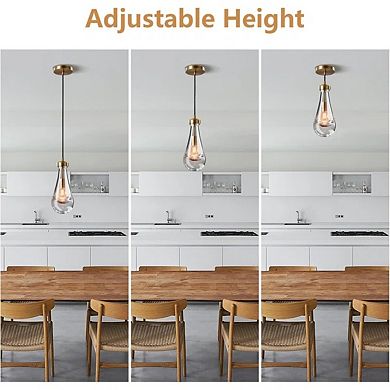 2PC Raindrop Shape Thick Glass Modern Pendant