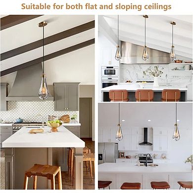 2PC Raindrop Shape Thick Glass Modern Pendant