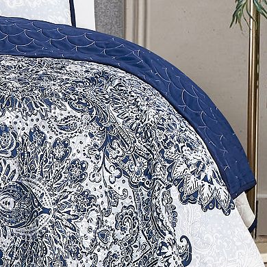 Blue & White Paisley Quilt Set