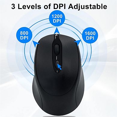 Wireless Bluetooth Mouse - 2.4G Dual Mode Silent Rechargeable Mouse, Quiet Click, USB Receiver