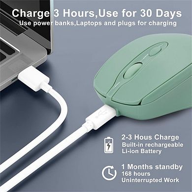 Wireless Bluetooth Mouse - 2.4G Dual Mode Silent Rechargeable Mouse, Quiet Click, USB Receiver