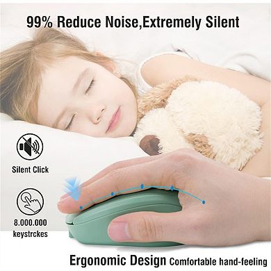 Wireless Bluetooth Mouse - 2.4G Dual Mode Silent Rechargeable Mouse, Quiet Click, USB Receiver