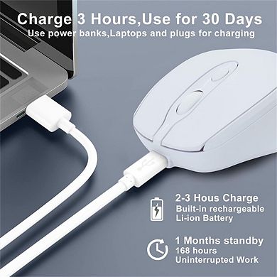 Wireless Bluetooth Mouse - 2.4G Dual Mode Silent Rechargeable Mouse, Quiet Click, USB Receiver