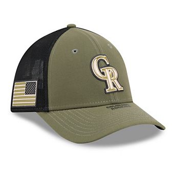 Men's New Era Olive Colorado Rockies 2026 Armed Forces Day 39THIRTY M-Crown Flex Hat