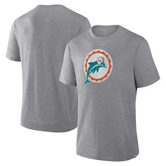 Men's Fanatics Heather Gray Miami Dolphins Vintage Heritage Tribute Tri-Blend T-Shirt