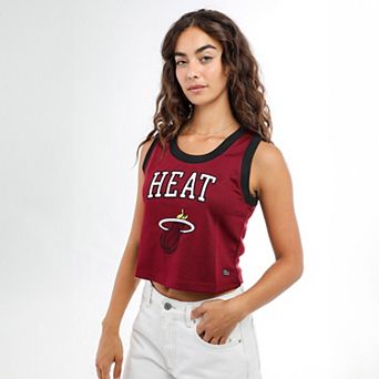 Women's Hype and Vice Red Miami Heat Cropped Basketball Scoop Neck Tank Top