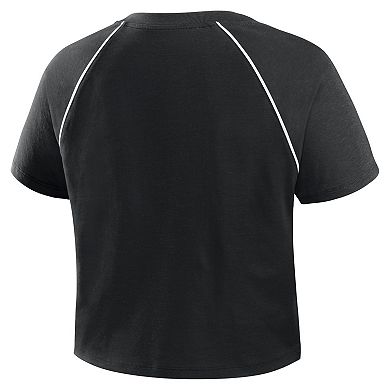 Women's Fanatics Black Pittsburgh Steelers Offensive Scheme Raglan Tri-Blend Cropped Top