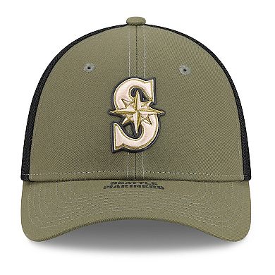 Men's New Era Olive Seattle Mariners 2026 Armed Forces Day 39THIRTY M-Crown Flex Hat