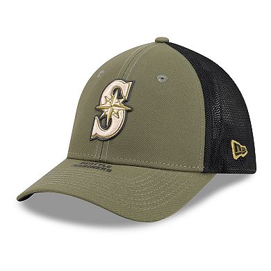 Men's New Era Olive Seattle Mariners 2026 Armed Forces Day 39THIRTY M-Crown Flex Hat
