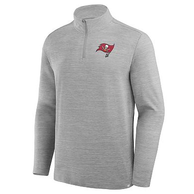 Men's Fanatics Heather Gray Tampa Bay Buccaneers Clutch Quarter-Zip Pullover
