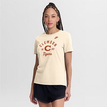 Women's Nike Natural Clemson Tigers Legacy Team Name T-Shirt