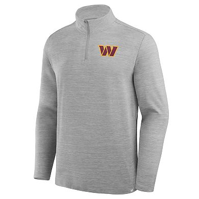 Men's Fanatics Heather Gray Washington Commanders Clutch Quarter-Zip Pullover
