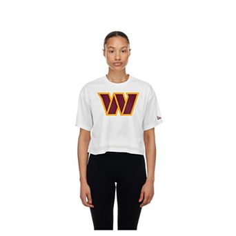 Women's New Era White Washington Commanders Summer Mesh Cropped Boxy T-Shirt