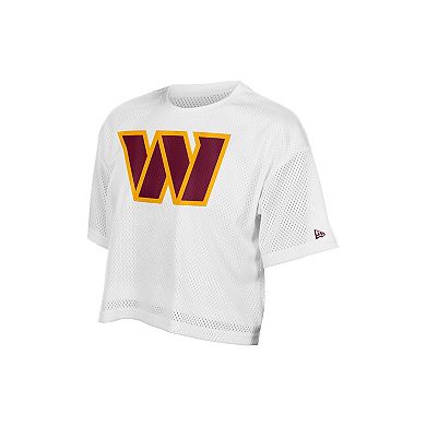 Women's New Era White Washington Commanders Summer Mesh Cropped Boxy T-Shirt