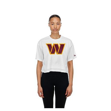 Women's New Era White Washington Commanders Summer Mesh Cropped Boxy T-Shirt