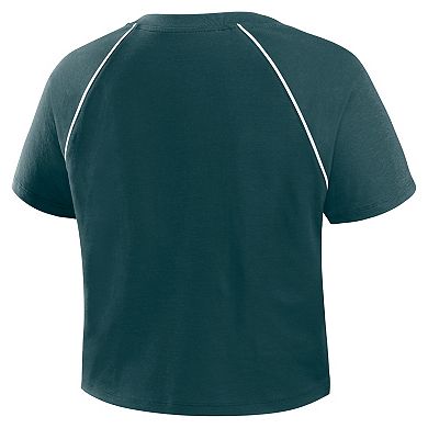 Women's Fanatics Midnight Green Philadelphia Eagles Offensive Scheme Raglan Tri-Blend Cropped Top