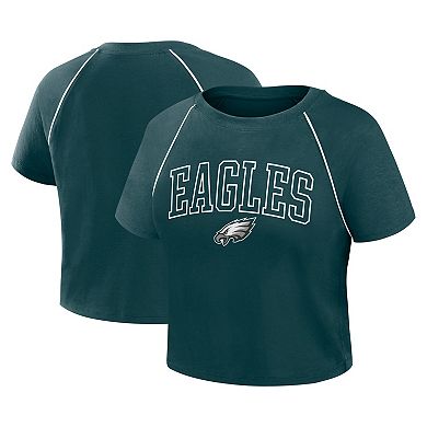 Women's Fanatics Midnight Green Philadelphia Eagles Offensive Scheme Raglan Tri-Blend Cropped Top