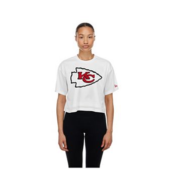 Women's New Era White Kansas City Chiefs Summer Mesh Cropped Boxy T-Shirt