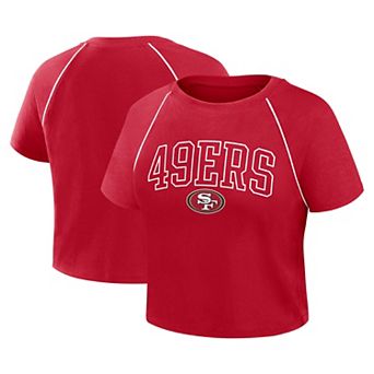 Women's Fanatics Scarlet San Francisco 49ers Offensive Scheme Raglan Tri-Blend Cropped Top