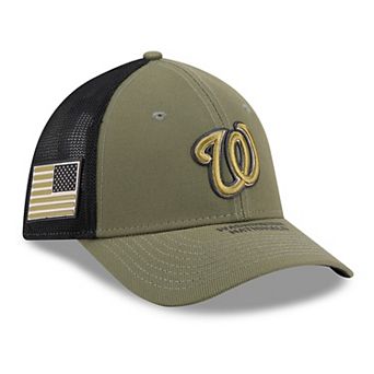 Men's New Era Olive Washington Nationals 2026 Armed Forces Day 39THIRTY M-Crown Trucker Flex Hat