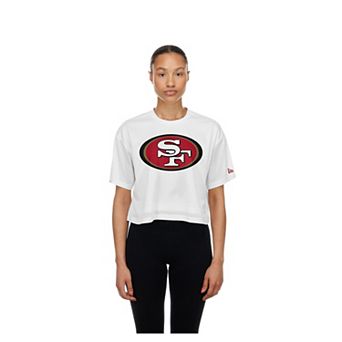 Women's New Era White San Francisco 49ers Summer Mesh Cropped Boxy T-Shirt
