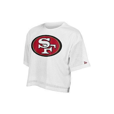 Women's New Era White San Francisco 49ers Summer Mesh Cropped Boxy T-Shirt