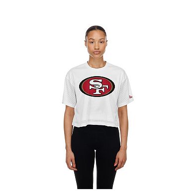Women's New Era White San Francisco 49ers Summer Mesh Cropped Boxy T-Shirt