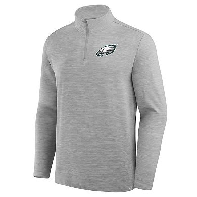 Men's Fanatics Heather Gray Philadelphia Eagles Clutch Quarter-Zip Pullover