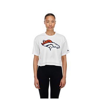 Women's New Era White Denver Broncos Summer Mesh Cropped Boxy T-Shirt