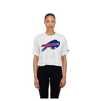Women's New Era White Buffalo Bills Summer Mesh Cropped Boxy T-Shirt