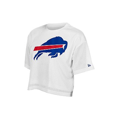 Women's New Era White Buffalo Bills Summer Mesh Cropped Boxy T-Shirt