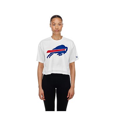 Women's New Era White Buffalo Bills Summer Mesh Cropped Boxy T-Shirt
