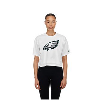 Women's New Era White Philadelphia Eagles Summer Mesh Cropped Boxy T-Shirt