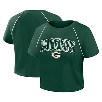 Women's Fanatics Green Green Bay Packers Offensive Scheme Raglan Tri-Blend Cropped Top