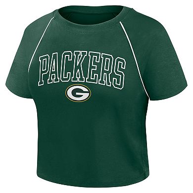 Women's Fanatics Green Green Bay Packers Offensive Scheme Raglan Tri-Blend Cropped Top