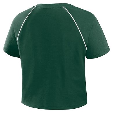 Women's Fanatics Green Green Bay Packers Offensive Scheme Raglan Tri-Blend Cropped Top