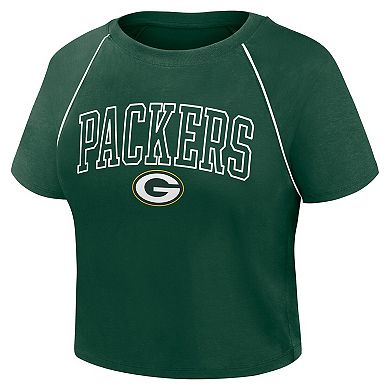 Women's Fanatics Green Green Bay Packers Offensive Scheme Raglan Tri-Blend Cropped Top