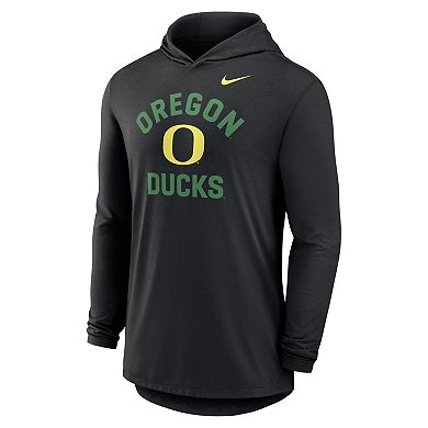 Men's Nike Black Oregon Ducks Primetime Arch Tri-Blend Dri-FIT Long Sleeve Hooded T-Shirt