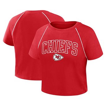 Women's Fanatics Red Kansas City Chiefs Offensive Scheme Raglan Tri-Blend Cropped Top