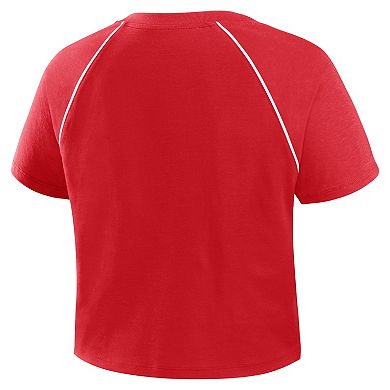 Women's Fanatics Red Kansas City Chiefs Offensive Scheme Raglan Tri-Blend Cropped Top