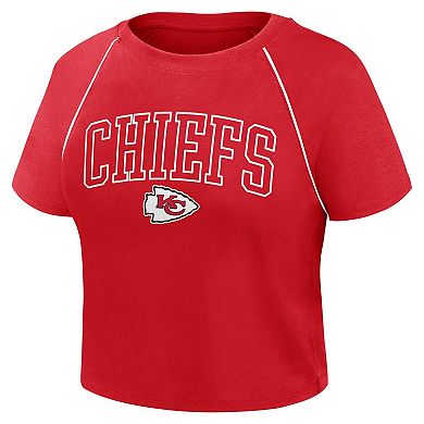 Women's Fanatics Red Kansas City Chiefs Offensive Scheme Raglan Tri-Blend Cropped Top